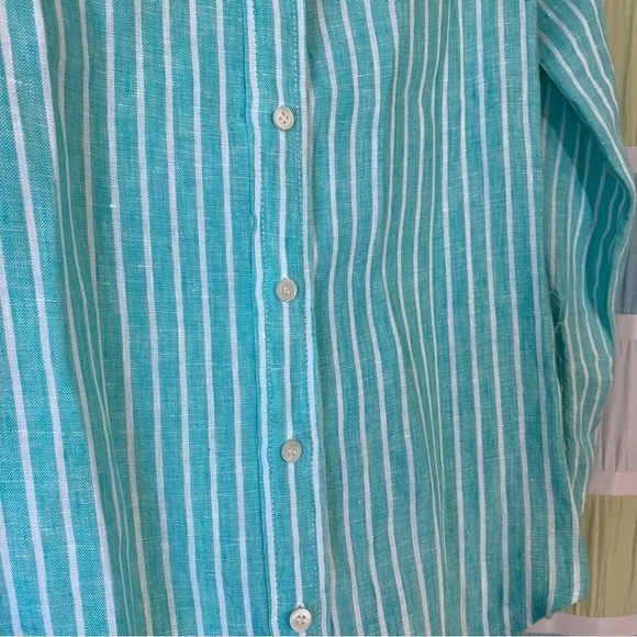 J Crew Irish Linen Baird McNutt Striped Button Down Shirt Sz 00 - Picture 8 of 9